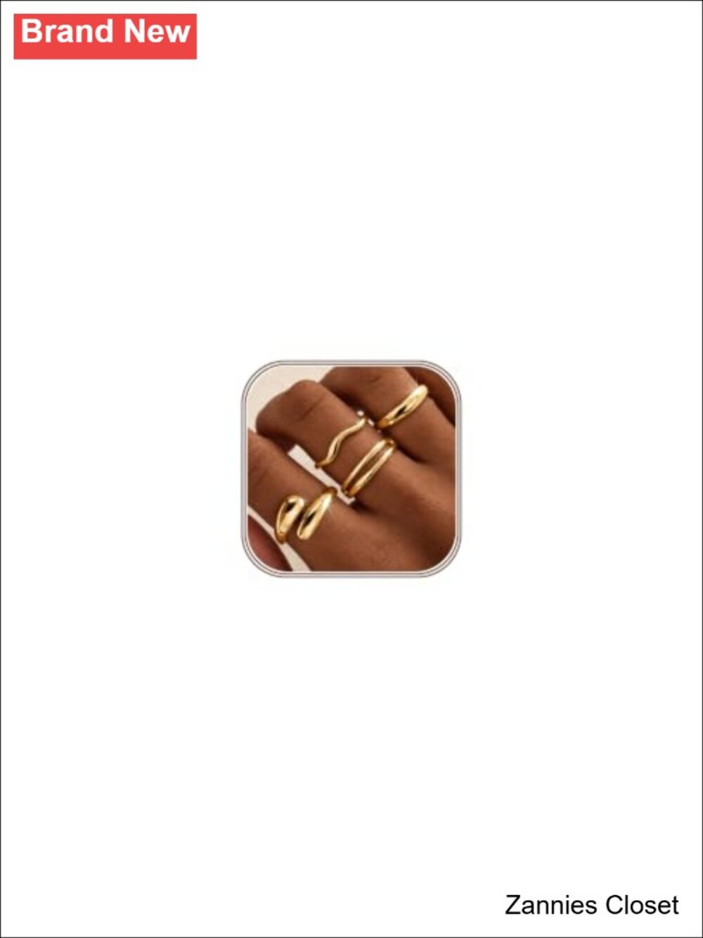 💍 14K gold plated Stackable Chunky Ring Set 4 Pieces Size 5-10